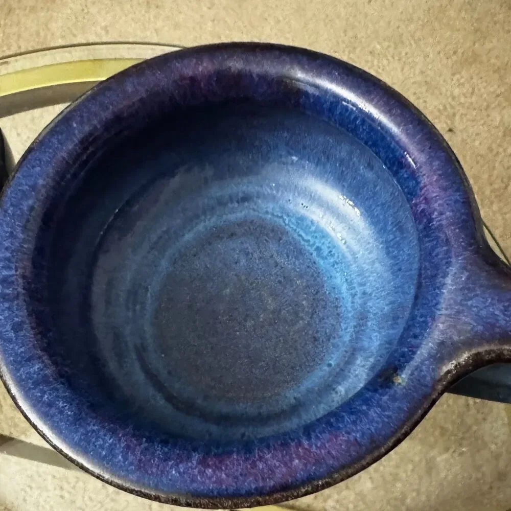 Harald Nordvold Studio Set 4 Blue Drip Glaze Handmade CA Signed Soup Chili Bowls